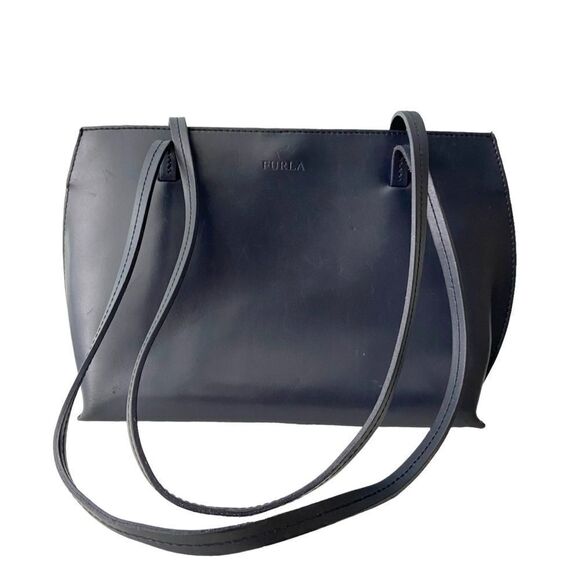 Vintage Furla Blue Soft Leather Shoulder Bag Made in Italy - Picture 5 of 11